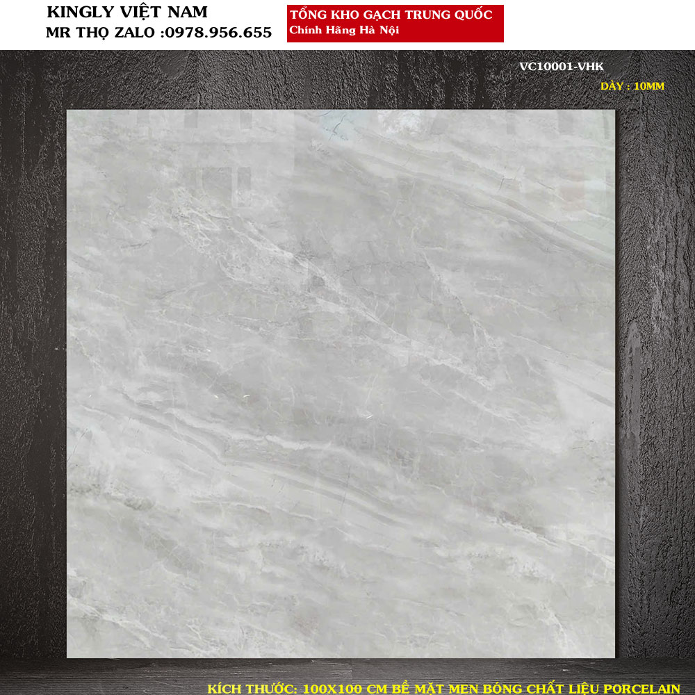 Gạch lát nền vân đá xám ghi 100x100 cm Trung Quốc VC10001 Loại 1